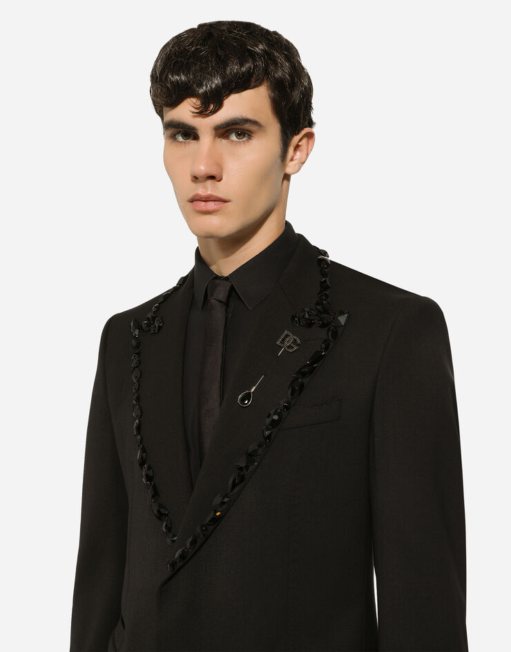 Dolce & Gabbana Broche logo DG avec strass Noir WPQ1X1W1111