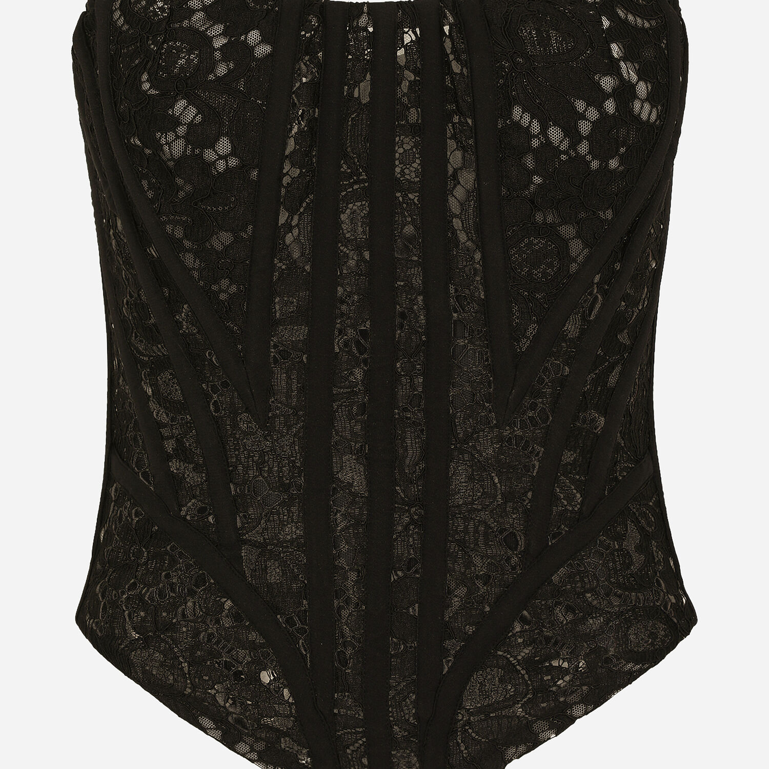 Lace bustier with laces and eyelets | Black in for Dolce&Gabbana® US