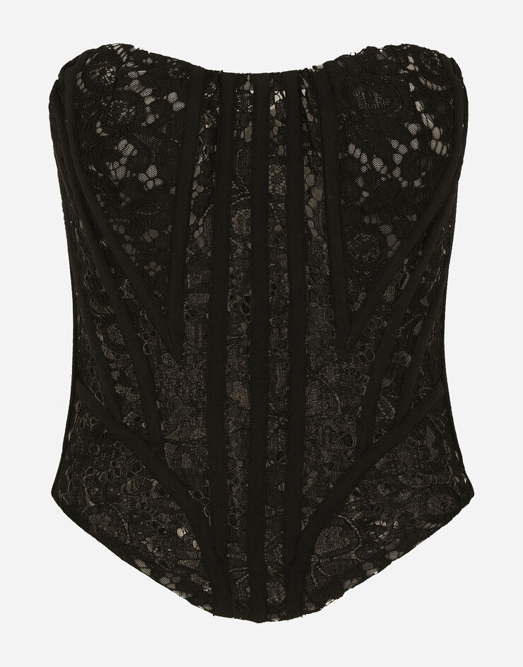 Dolce & Gabbana بوستيه دانتيل بأربطة وثقوب أسود F75I8TFLM0A