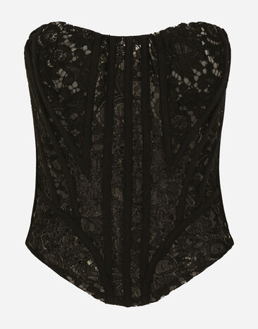 Dolce & Gabbana Lace bustier with laces and eyelets Print F6ZT1THS5Q2