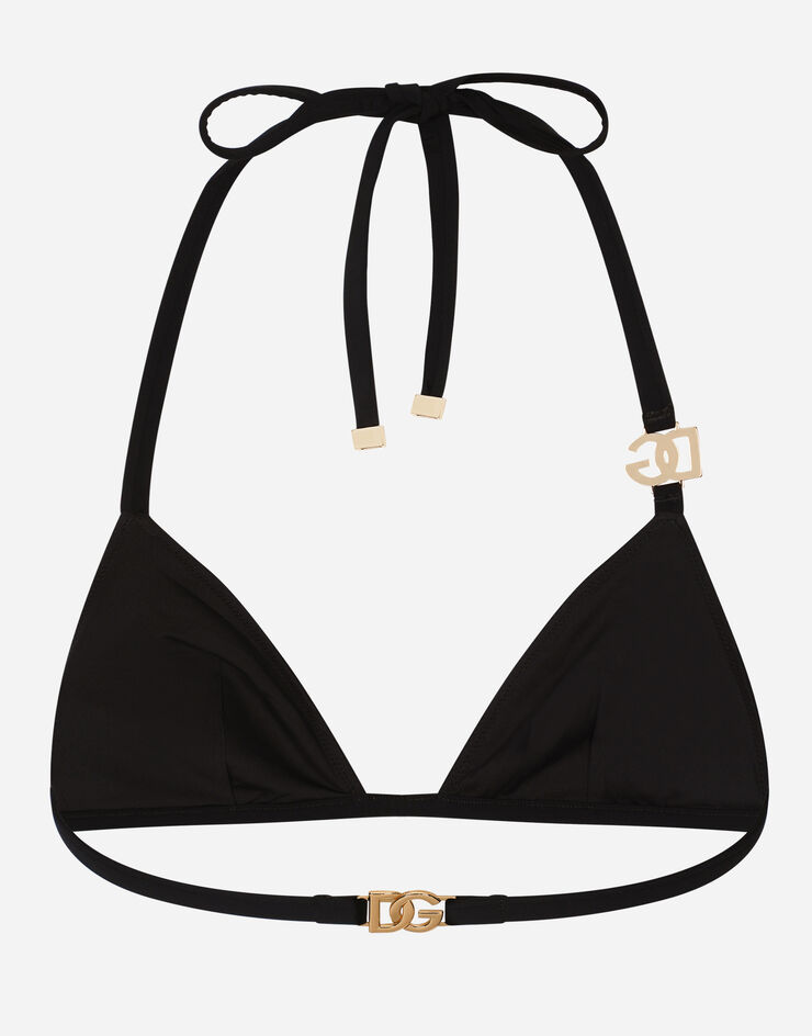 Dolce & Gabbana Reggiseno a triangolo da mare con logo DG Nero O1A32JFUGA2