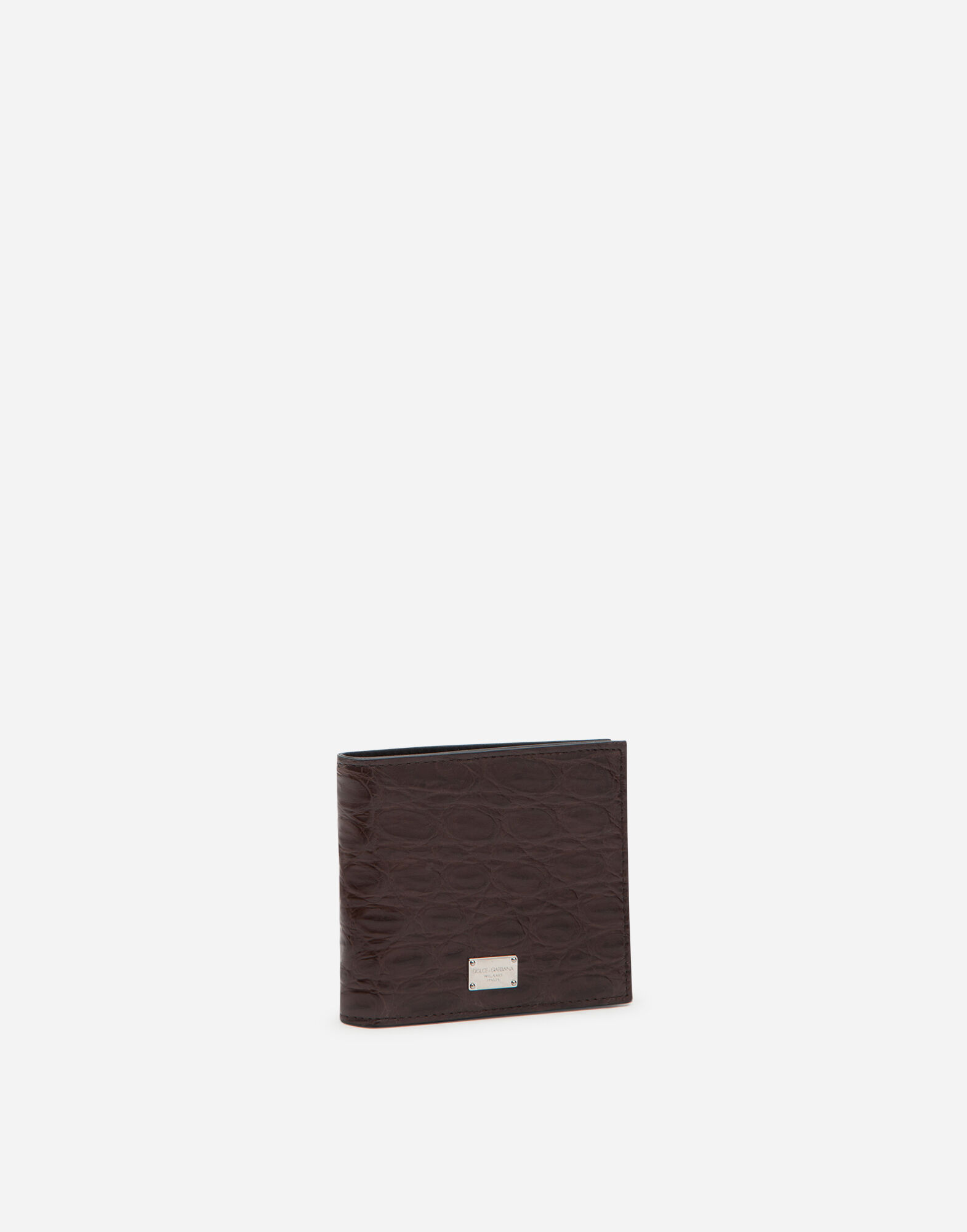 Crocodile nappa bifold wallet with branded tag in MULTICOLOR for
