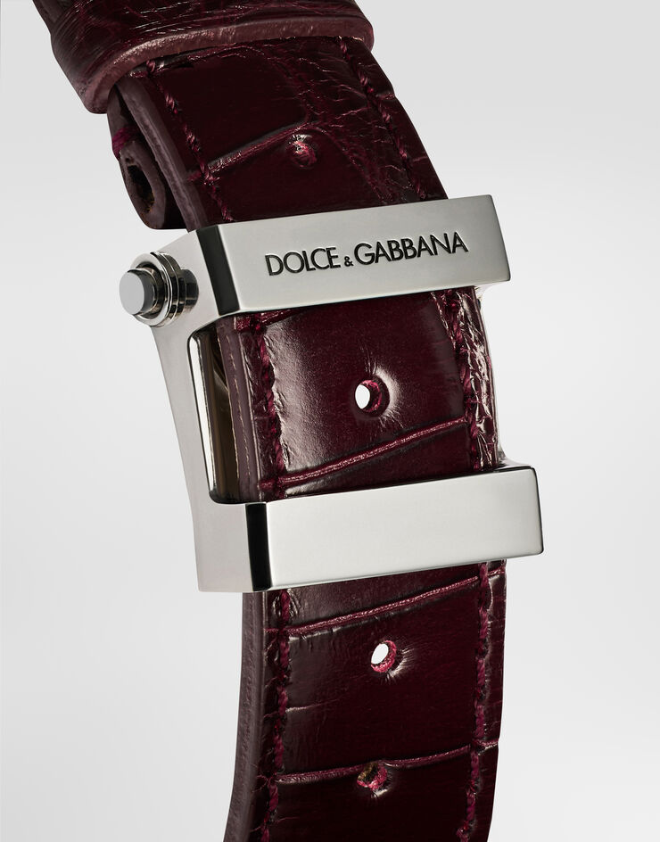 Dolce & Gabbana Reloj DG7 en acero con laterales grabados en oro Burdeos WWEE1MWWS09