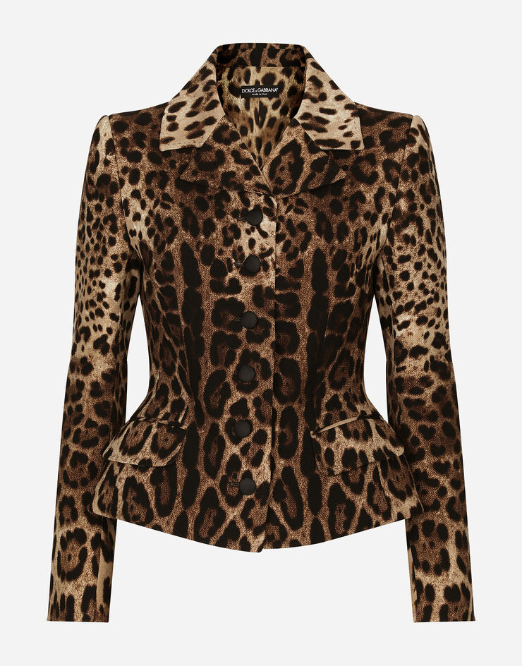 Dolce & Gabbana Veste droite en double crêpe à imprimé léopard Imprimé Animalier F26AJTFS2A3