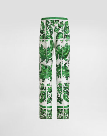 Dolce & Gabbana Majolica-print silk twill vanity trousers Print I4637MHI1TN