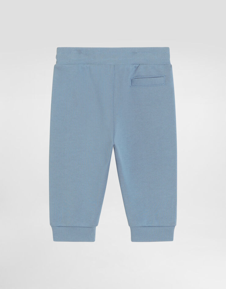 Dolce & Gabbana Fleece trousers with leopard print and DG patch Blue L1JPLAG7PNF