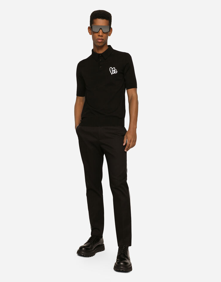 Dolce & Gabbana Stretch cotton pants with DG hardware Black GVRCETFUFJR