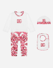 Dolce & Gabbana Set regalo 3 pezzi in jersey stampa maiolica Stampa L21O69HS5Q9