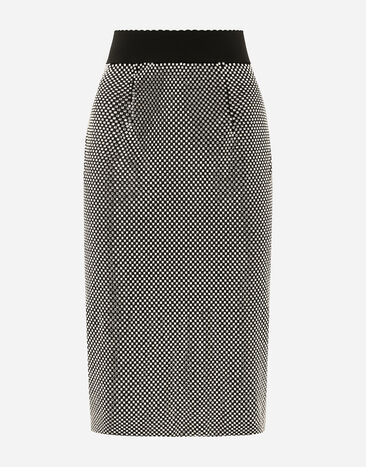 Dolce & Gabbana Falda longuette en malla de cristales Negro F7AI3THLMAA