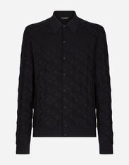 Dolce & Gabbana Long-sleeved 3D silk jacquard polo-shirt Black GXN41TJEMI9