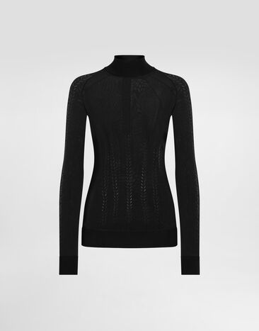 Dolce & Gabbana Silk mock-turtleneck sweater Black FXW44TJBSLL