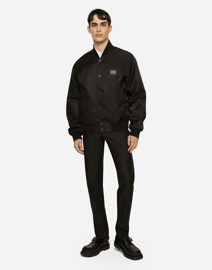 Dolce&Gabbana Blouson en nylon avec plaquette à logo Noir G9ZO1TG7F2K