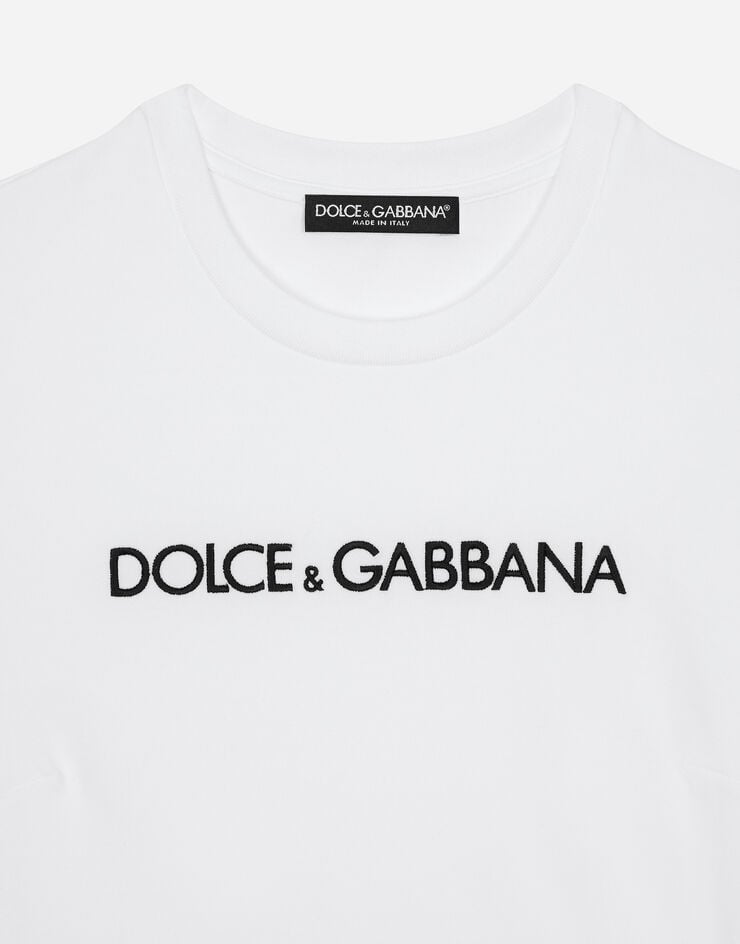 Dolce&Gabbana Kurzes T-Shirt mit DG-Logo Weiss F8U48ZFU7EQ