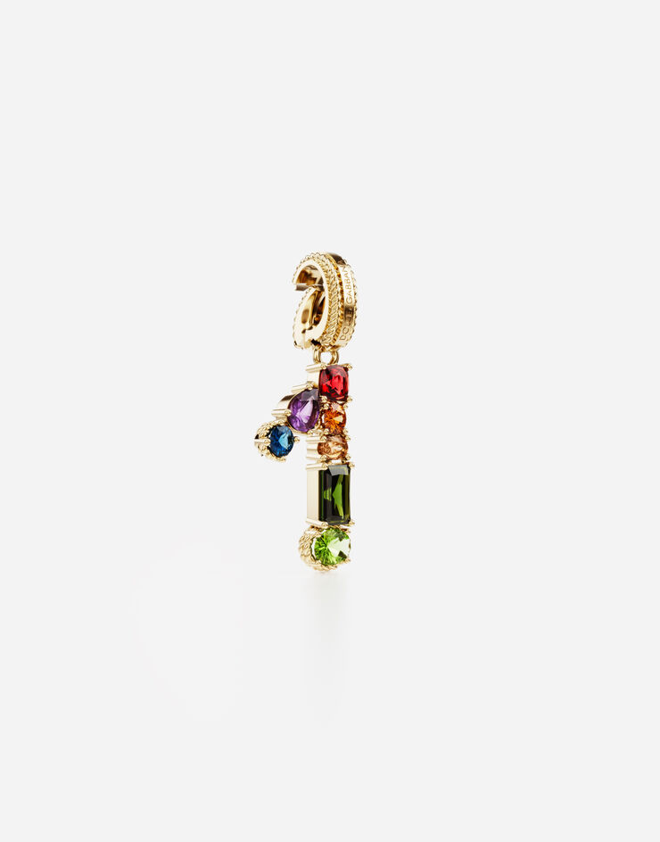 Dolce & Gabbana 18 kt yellow gold rainbow pendant  with multicolor finegemstones representing number 1 Oro Amarillo WAPR1GWMIX1