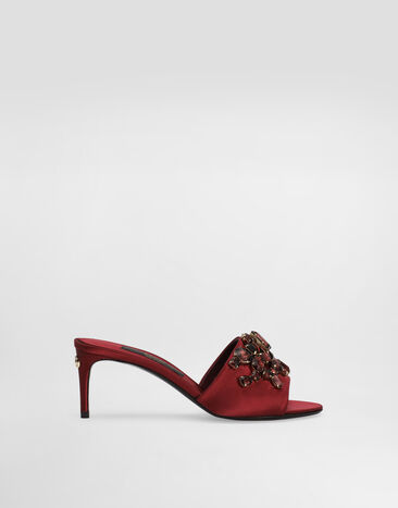 Dolce & Gabbana Satin mules with gemstone embellishment Red CR1825C9S46