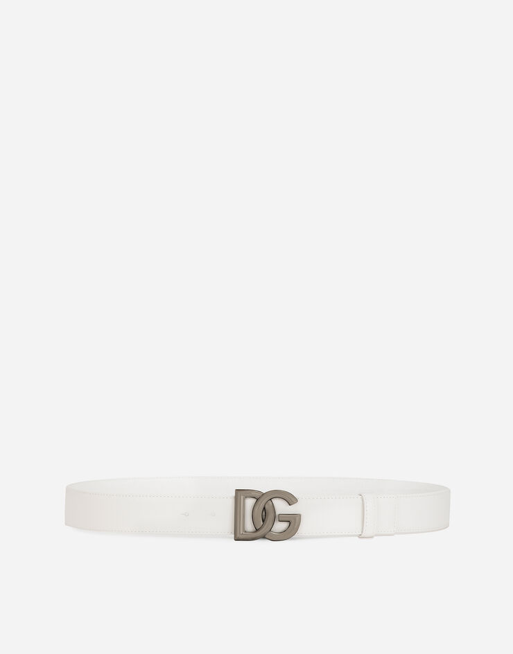 Belt with DG logo buckle in White for Men | Dolce&Gabbana®