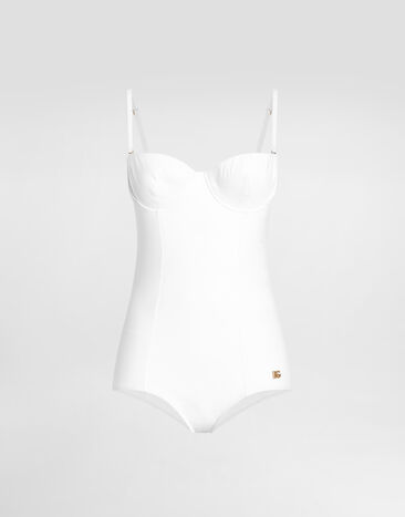 Dolce & Gabbana 발코니 네크라인 풀 수영복 화이트 O9A13JONO12