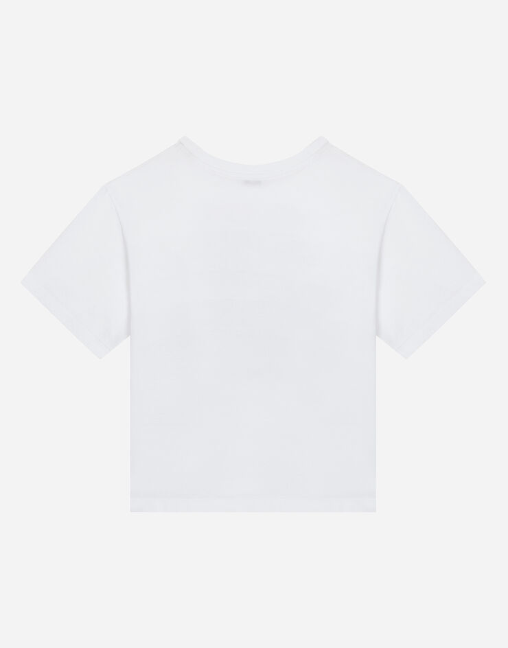 Dolce & Gabbana T-Shirt aus Jersey Blumenmix-Print Weiss L5JTHWG7M1Y