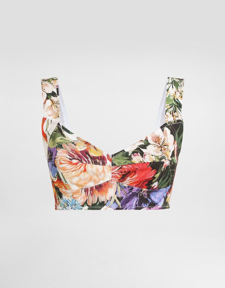 Dolce & Gabbana Top corsetero con estampado de buqué de flores Imprima F7Y28TFSRQU