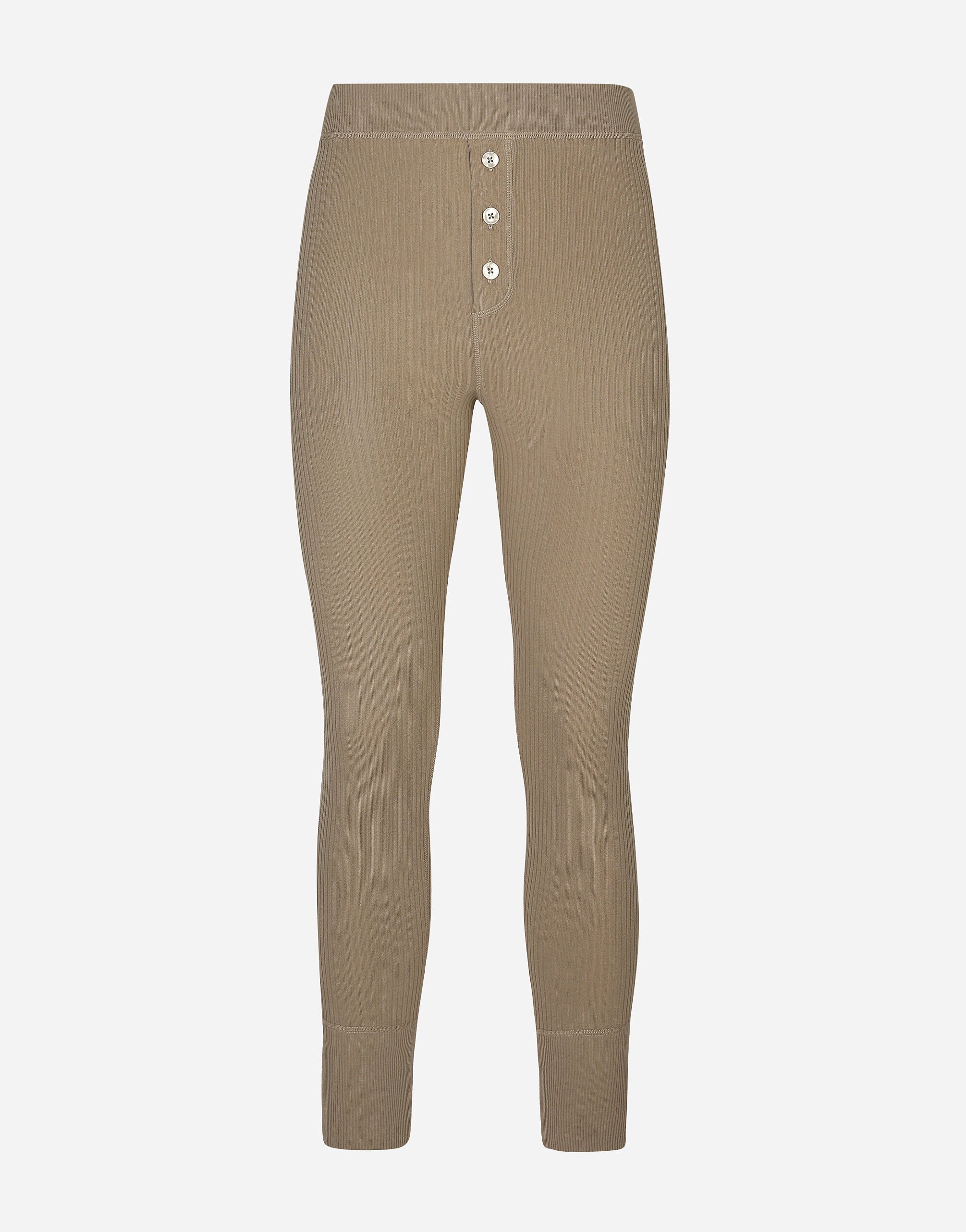 Dolce & Gabbana Fine-rib cotton leggings Brown GP01PTFU60L