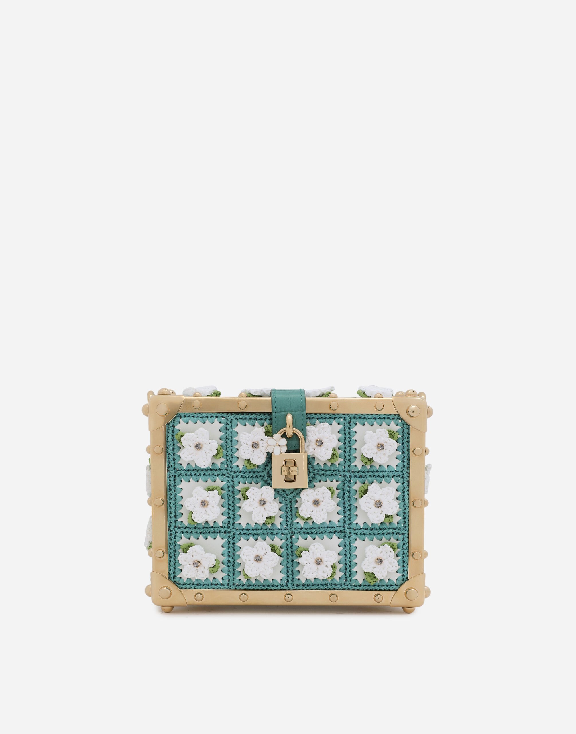 Dolce & Gabbana Calfskin and raffia crochet Dolce Box bag Green BB6003A1001