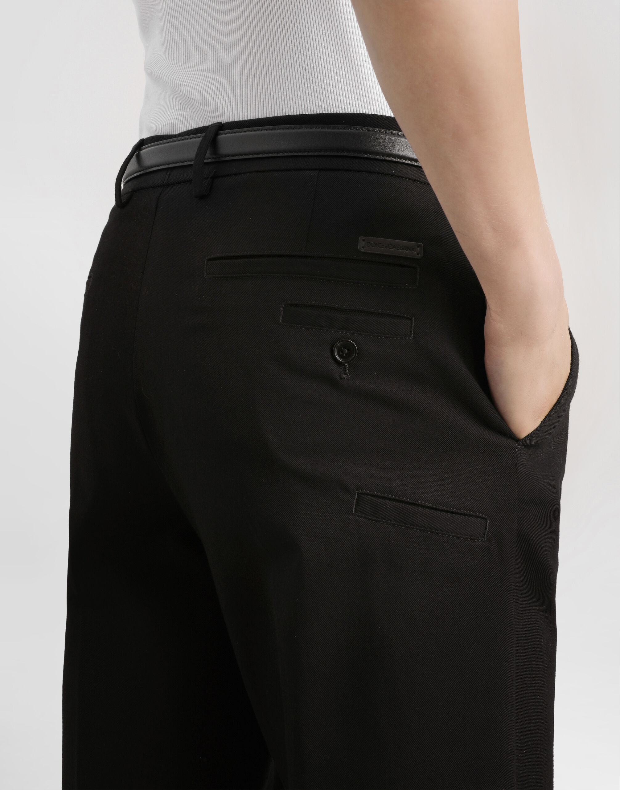 Cotton gabardine trousers in Black for Men | Dolce&Gabbana®