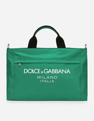 Dolce&Gabbana حقيبة سفر نايلون بشعار مطاطي أزرق GW3JATFUFJR