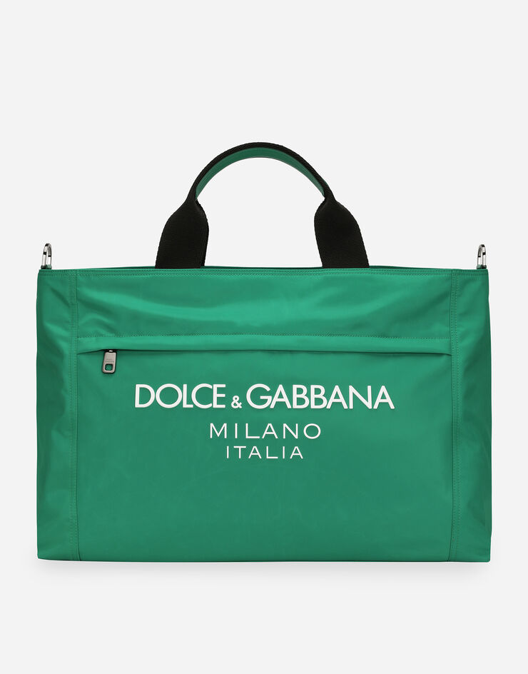 Dolce & Gabbana Дорожная сумка из нейлона с прорезиненным логотипом зеленый BM2125AG182