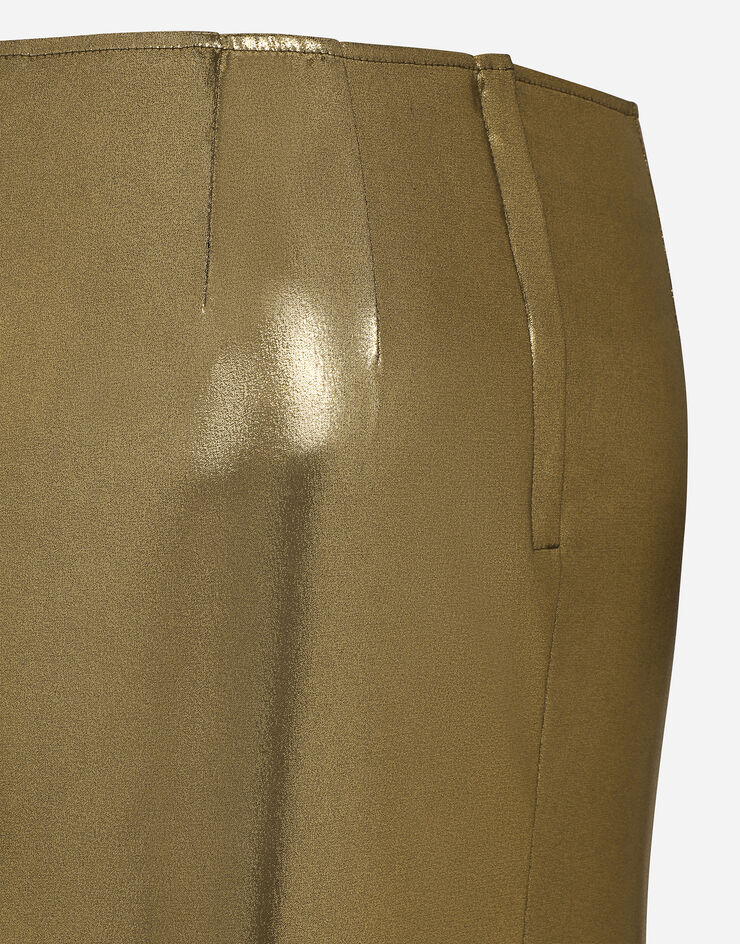 Foiled satin calf length skirt in Gold for Women Dolce Gabbana® US