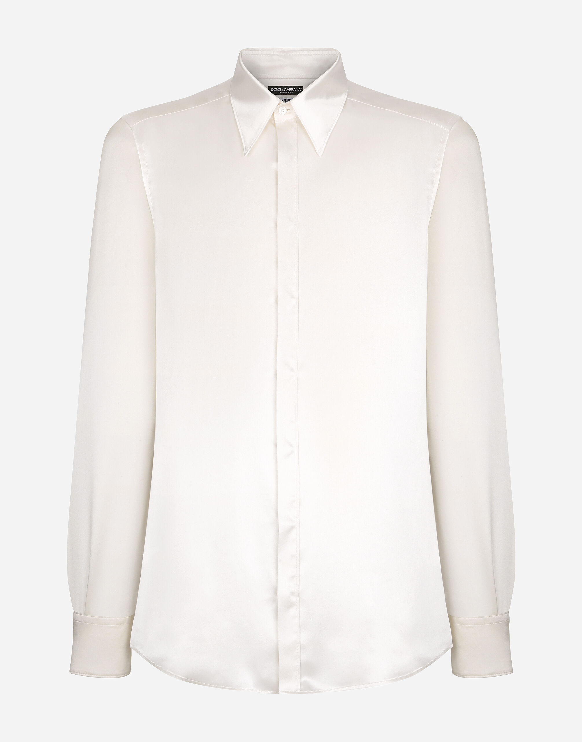 Camisa Martini en raso de seda en Blanco de Hombre Dolce Gabbana