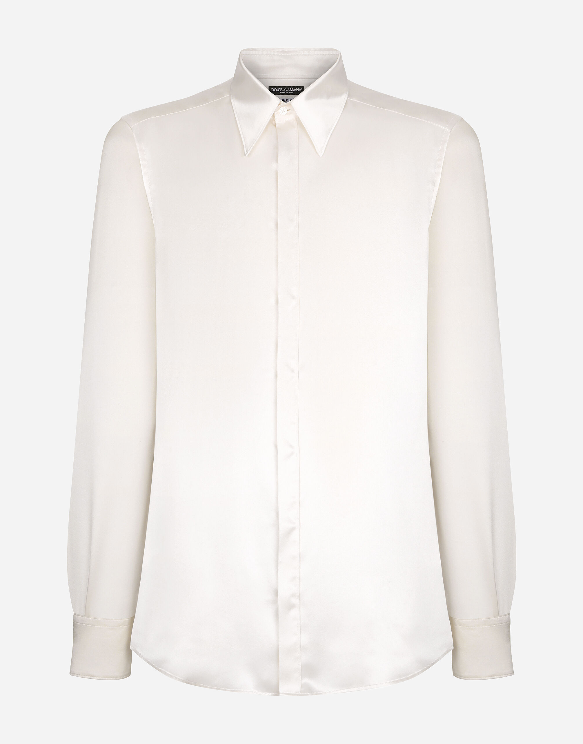 Dolce & Gabbana Camicia martini in raso di seta Bianco G5EJ0TGG826