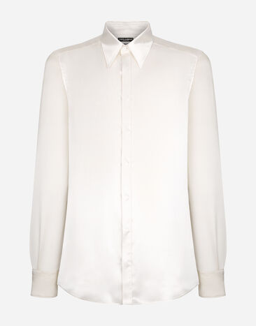 Dolce & Gabbana Camicia martini in raso di seta Bianco G5EJ0TGG826