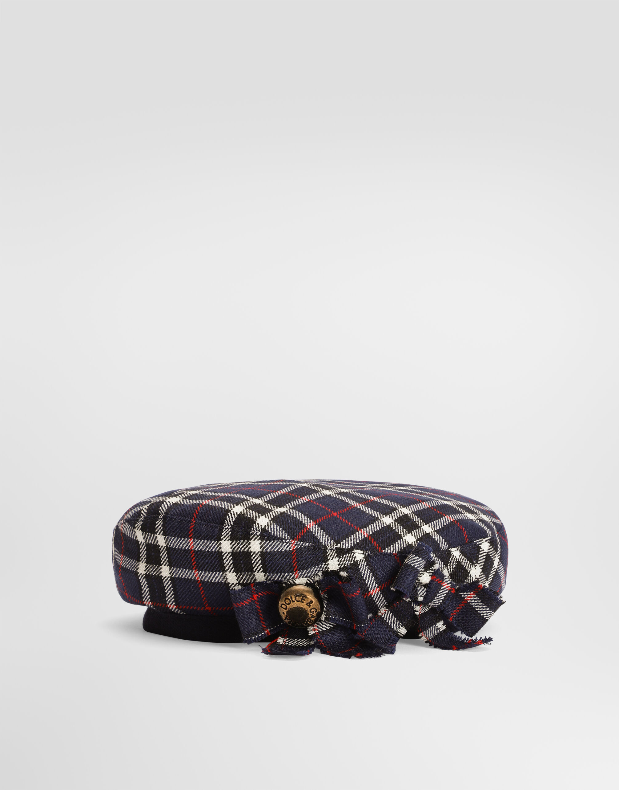 Tartan beret with applications in Multicolor for Girls