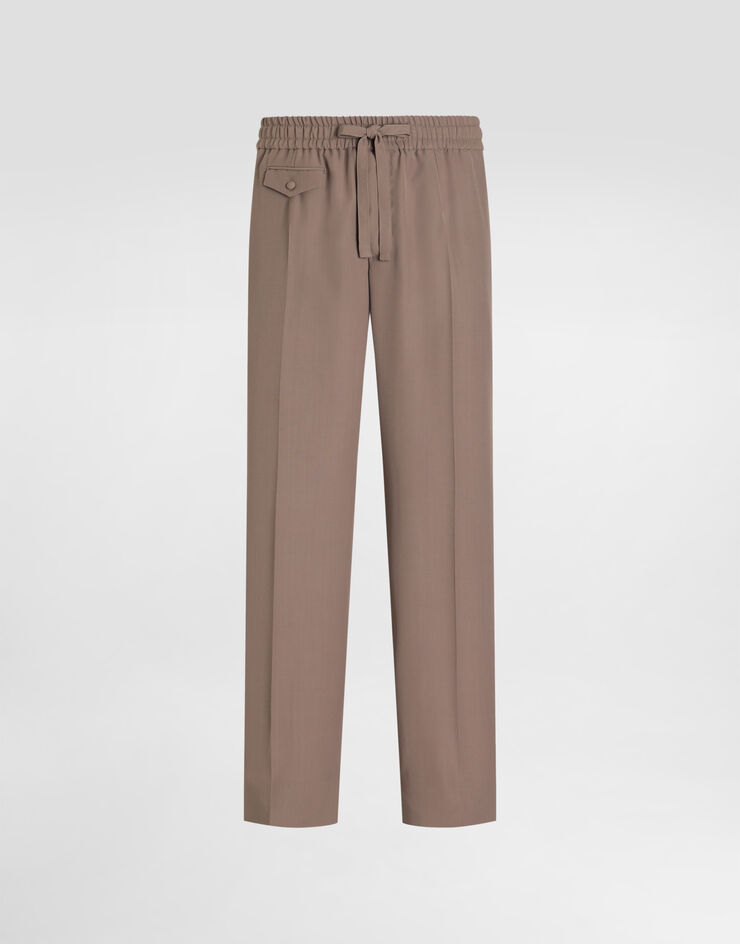 Dolce & Gabbana Wool poplin jogging trousers Brown GP1A3THU2BN