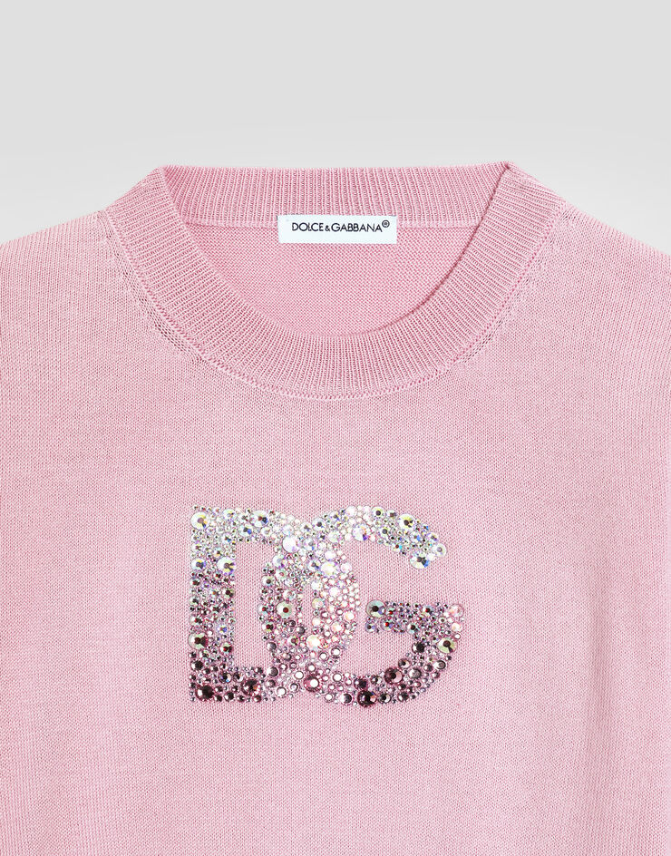 Dolce & Gabbana Jersey de punto satinado con logotipo DG Rosa L5KWM8JBCGC