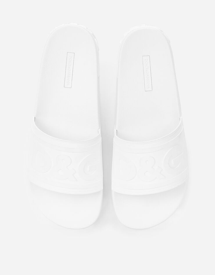 Dolce & Gabbana Rubber beachwear slides with DG logo WHITE CS1786AX389