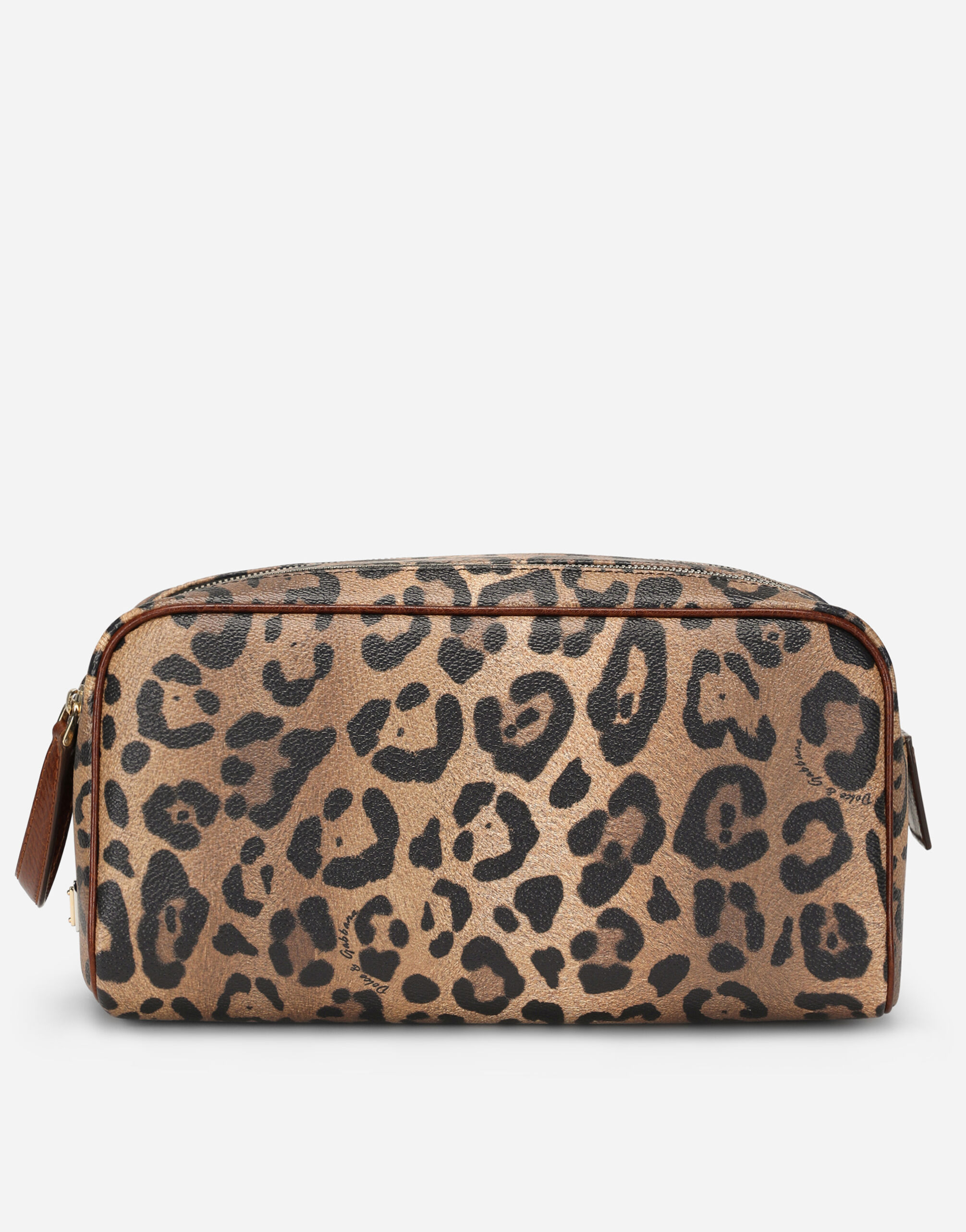 Dolce & Gabbana Leopard-print Crespo toiletry bag with branded plate Multicolor BI3076AW384