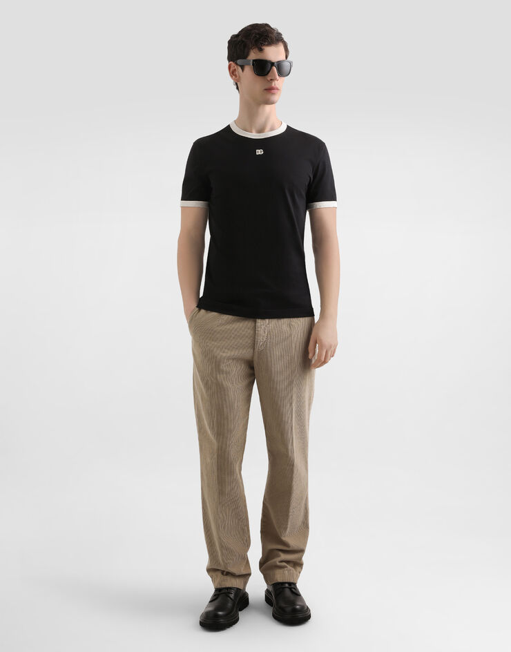 Dolce & Gabbana Garment-dyed velvet trousers Beige GP03JTG8NN7