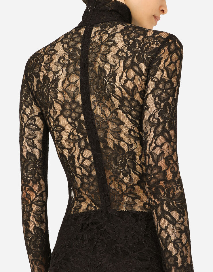Dolce & Gabbana Long-sleeved lace bodysuit Black F751GTHLUAH