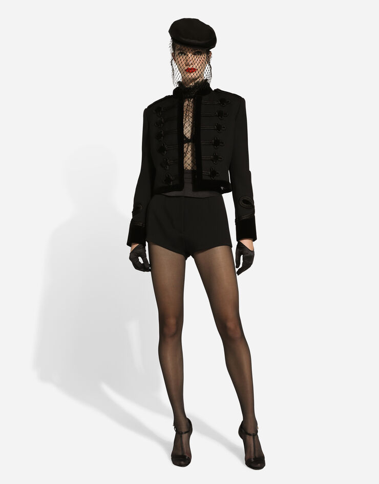 Dolce & Gabbana Frackjacke aus Wollgabardine-Double mit Knebelverschlüssen Schwarz F27CRTFU272