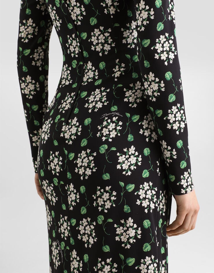 Dolce & Gabbana Geranium bouquets-print charmeuse dress Dolce & Gabbana Geranium bouquets-print charmeuse dress Multicolor F664HTFSA85