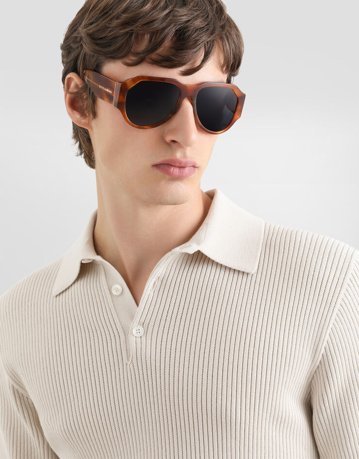 Dolce & Gabbana Micro-rib cotton polo shirt Cream GXZBJZJBCJC