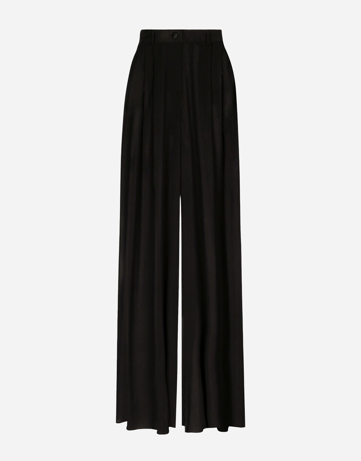 Dolce&Gabbana Silk chiffon wide-leg pants Black FTC0WTFUAA1