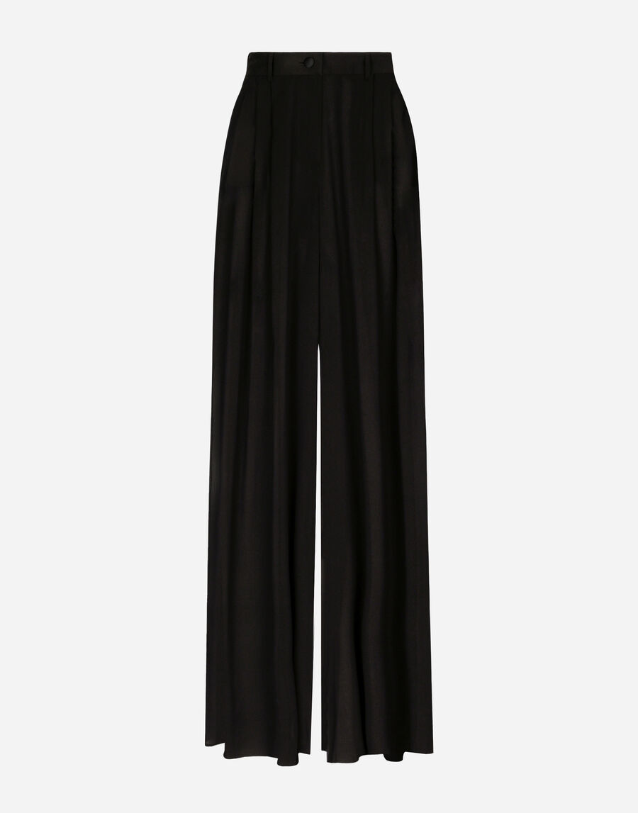 Silk chiffon wide-leg pants