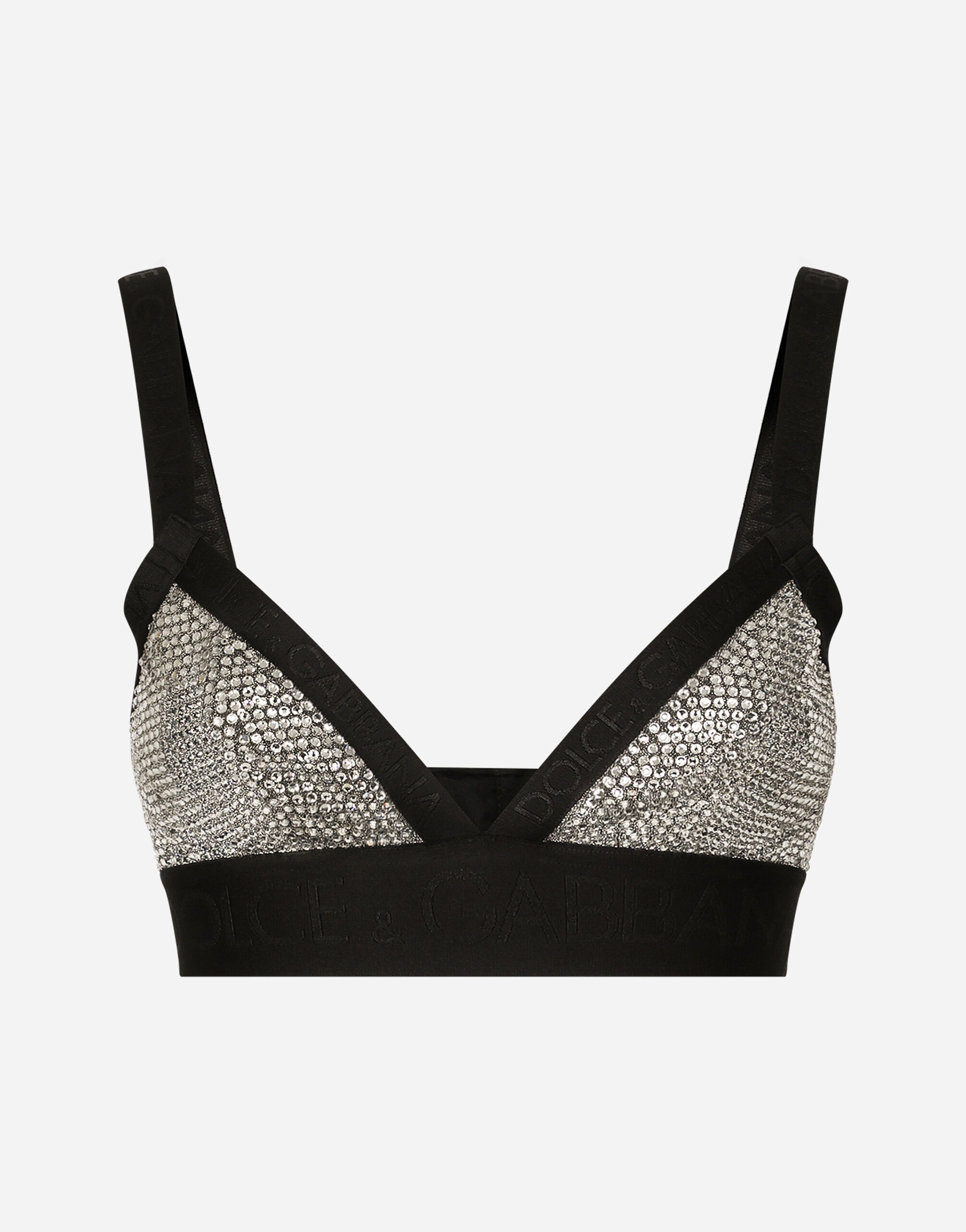 Dolce & Gabbana KIM DOLCE&GABBANA Triangle bra with fusible rhinestones Black O1F24TONL25