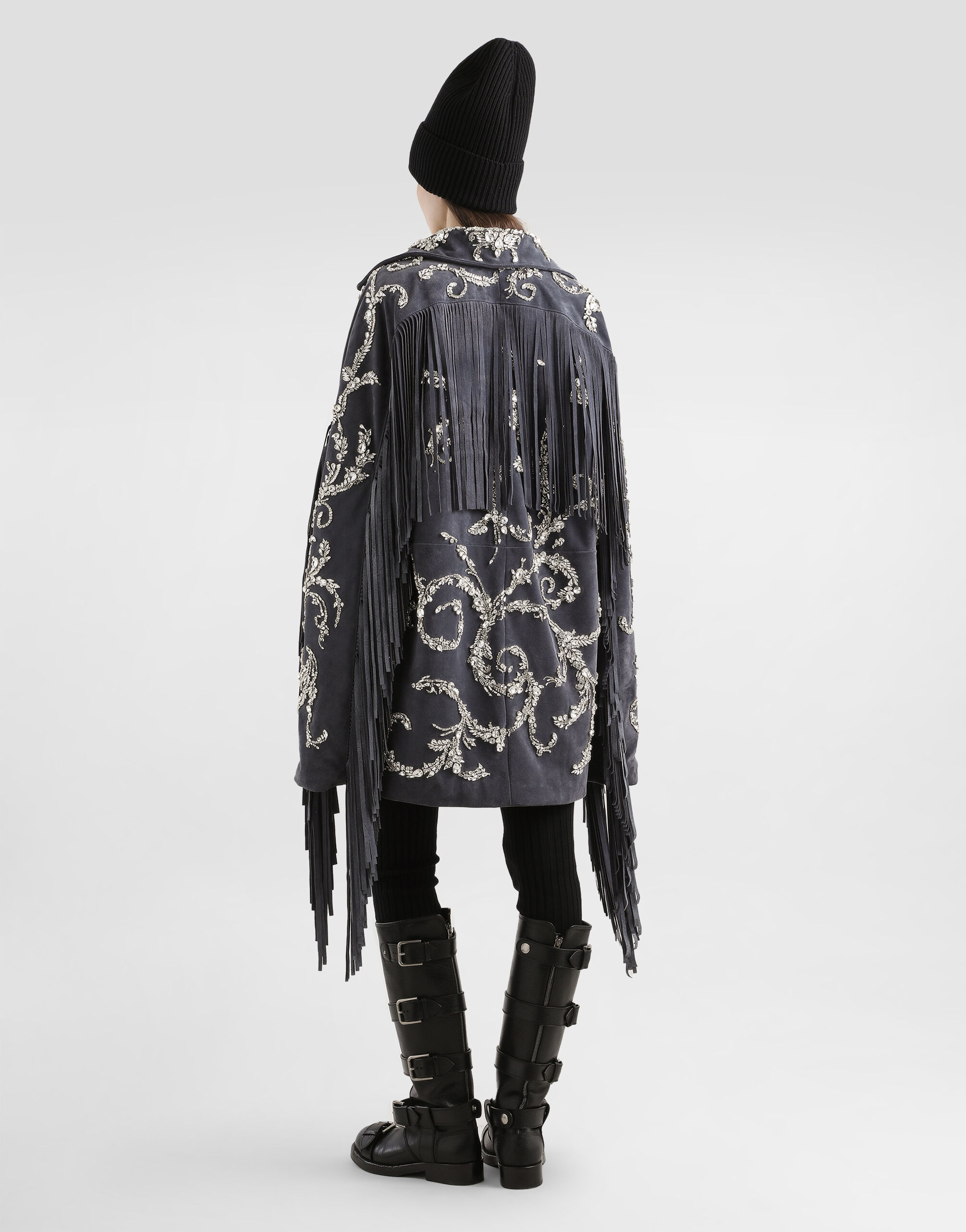 Embroidered split leather jacket in Multicolor for Women