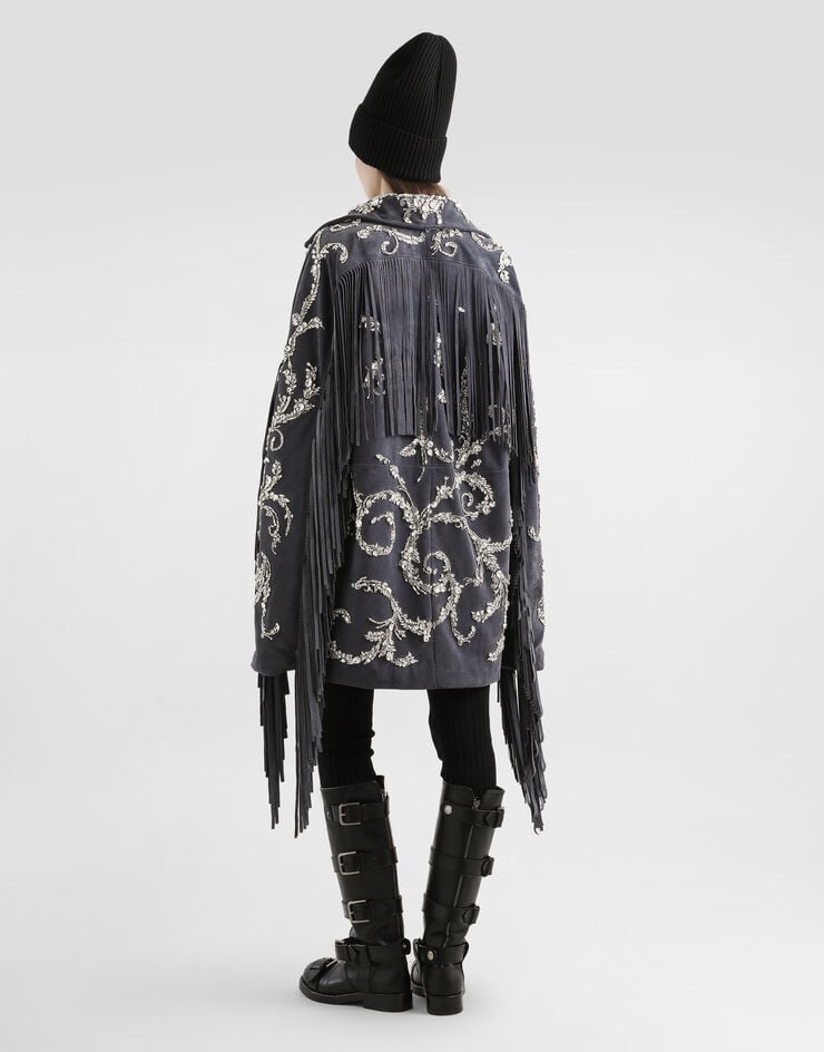 Dolce & Gabbana Embroidered split leather jacket Dolce & Gabbana Embroidered split leather jacket Multicolor F9T90ZGDDFX