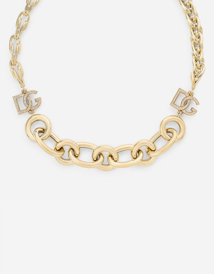 Dolce & Gabbana Collier Logo en or jaune 18 ct avec saphirs incolores Or Jaune WNMY2GWSAPW