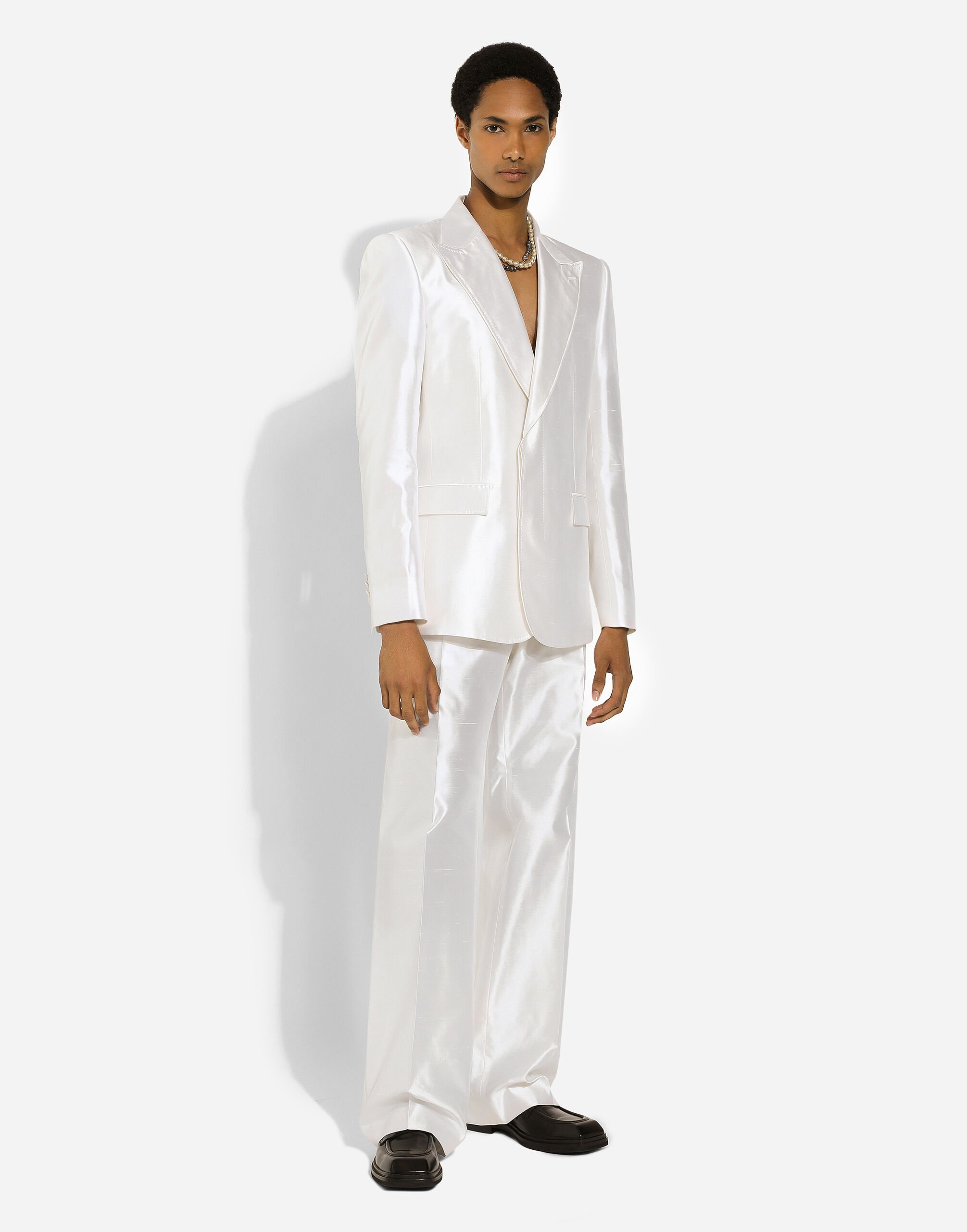 Silk shantung pants in White for Men | Dolce&Gabbana® US