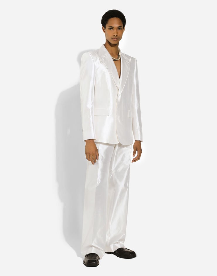 Dolce & Gabbana Pantalone in seta shantung Bianco GYZMHTFU1Y0